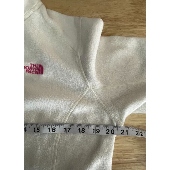 The North Face Women’s L-XL White Fleece Quarter Zip Pullover Pink Ribbon - Picture 9 of 15
